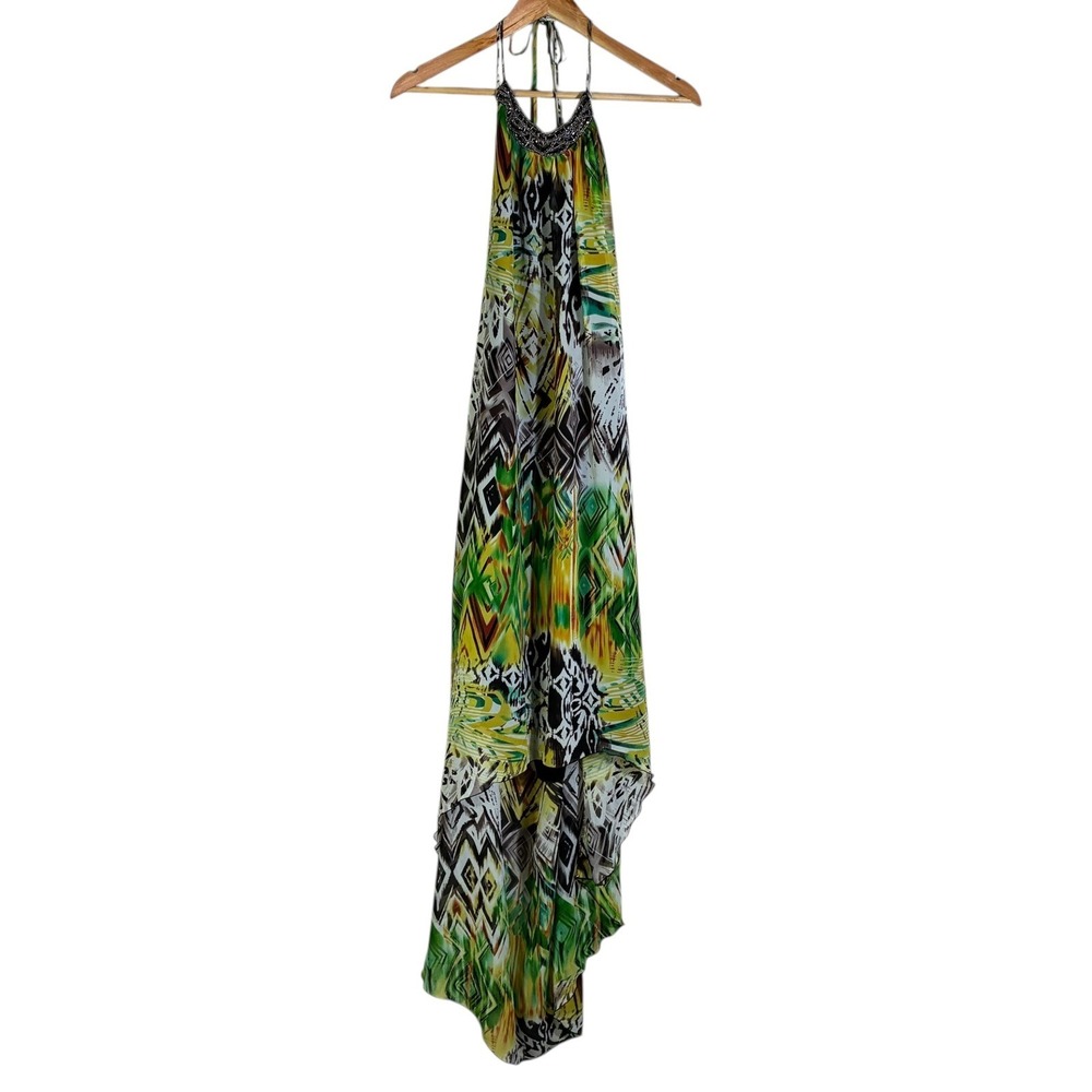 Allen B Womens Boho Tribal Halter Maxi Dress Size S Multicolor Festival Beachy - Picture 2 of 8
